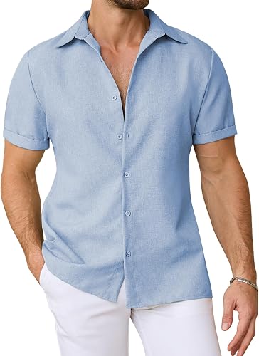 Snullo Mens Casual Short Sleeve Button Down Shirt Beach Cocktail Summer Wedding 