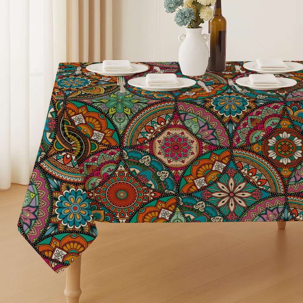 ANATTASOUL Mandala Pattern Table Cloth for Dining Party Outdoor
