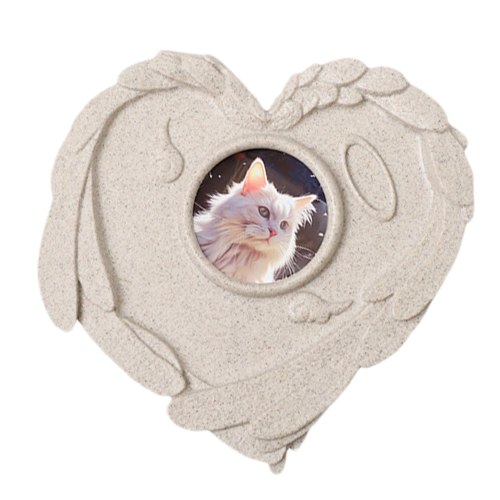 Lápida memorial para perros y gatos, recuerdo en forma de corazón con portafotos