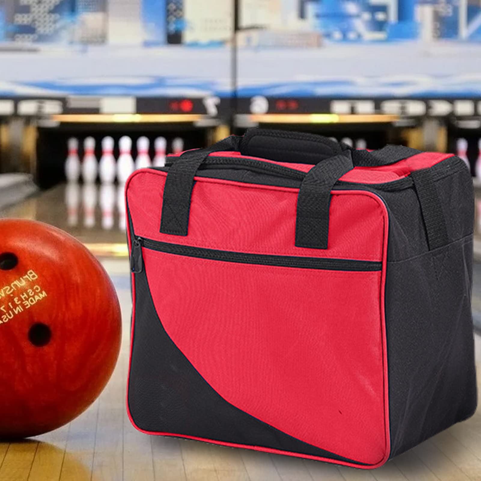 Sac de bowling portable pour 1 balle, sac de bowling unique avec bandoulière, sac pour balle de bowling Oxford, sacs pour une boule de bowling, pour ranger balles, chaussures, serviettes, bouteilles