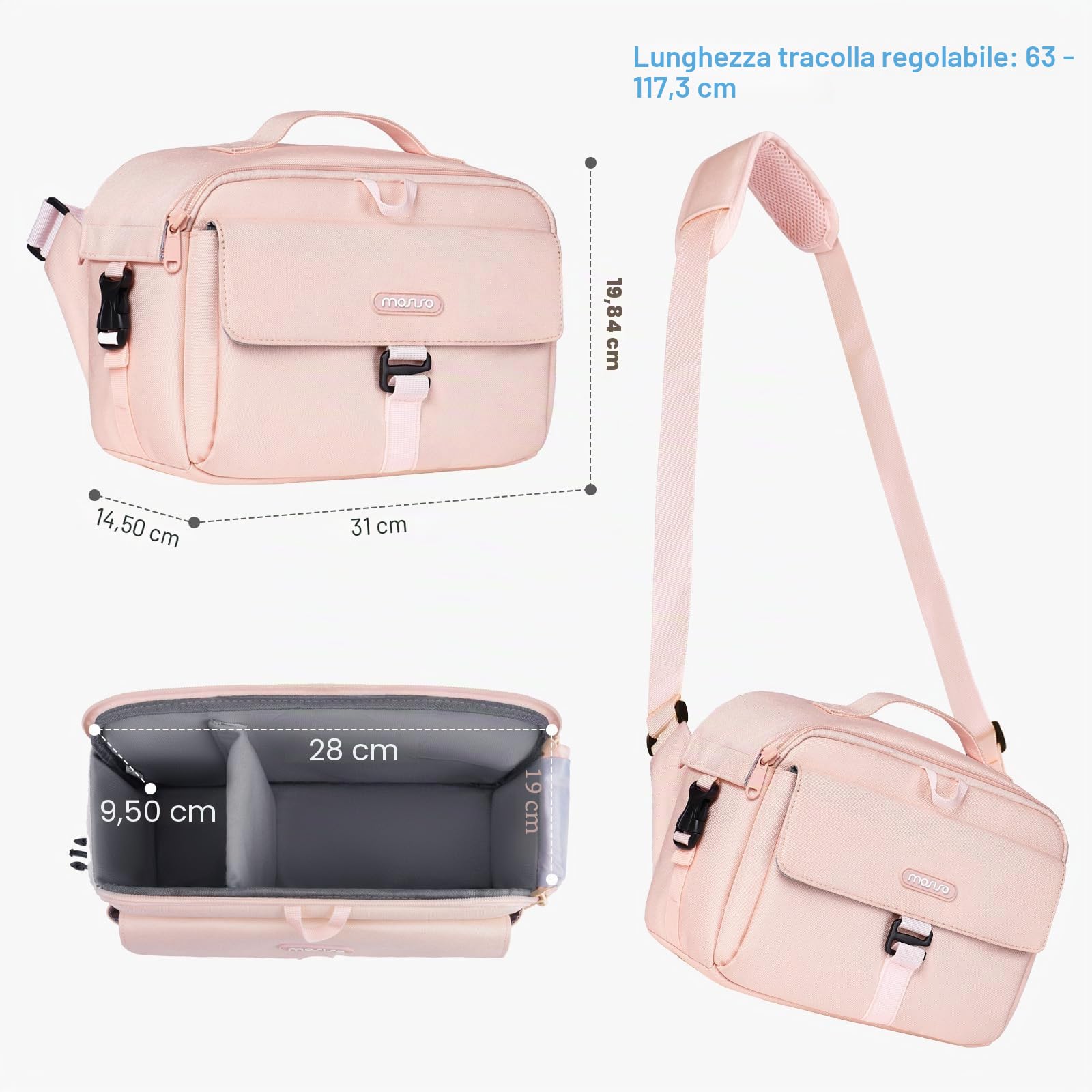 MOSISO Borsa a Tracolla Fotocamera per DSLR/SLR/Mirrorless, Borsa | Fotografia Imbottita Compatta con Copertura Antipioggia Compatibile con Canon/Nikon/Sony Fotocamere&Obiettivi,Rosa
