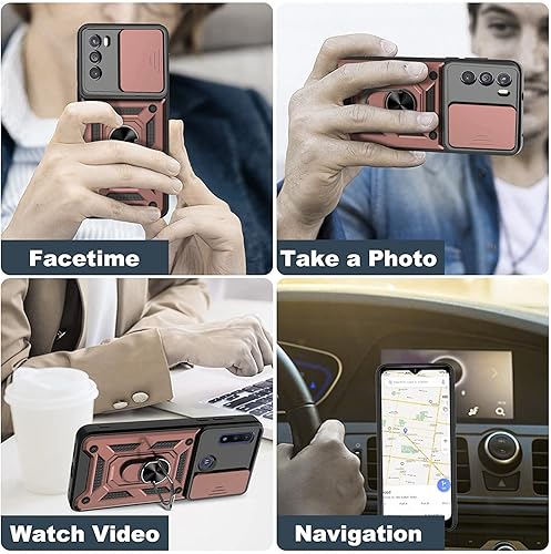 Miniatura 7 de MLDWH Funda para Motorola Moto Edge 2022 con soporte para anillo y soporte para cámara con protector de pantalla de vidrio templado paquete de 2