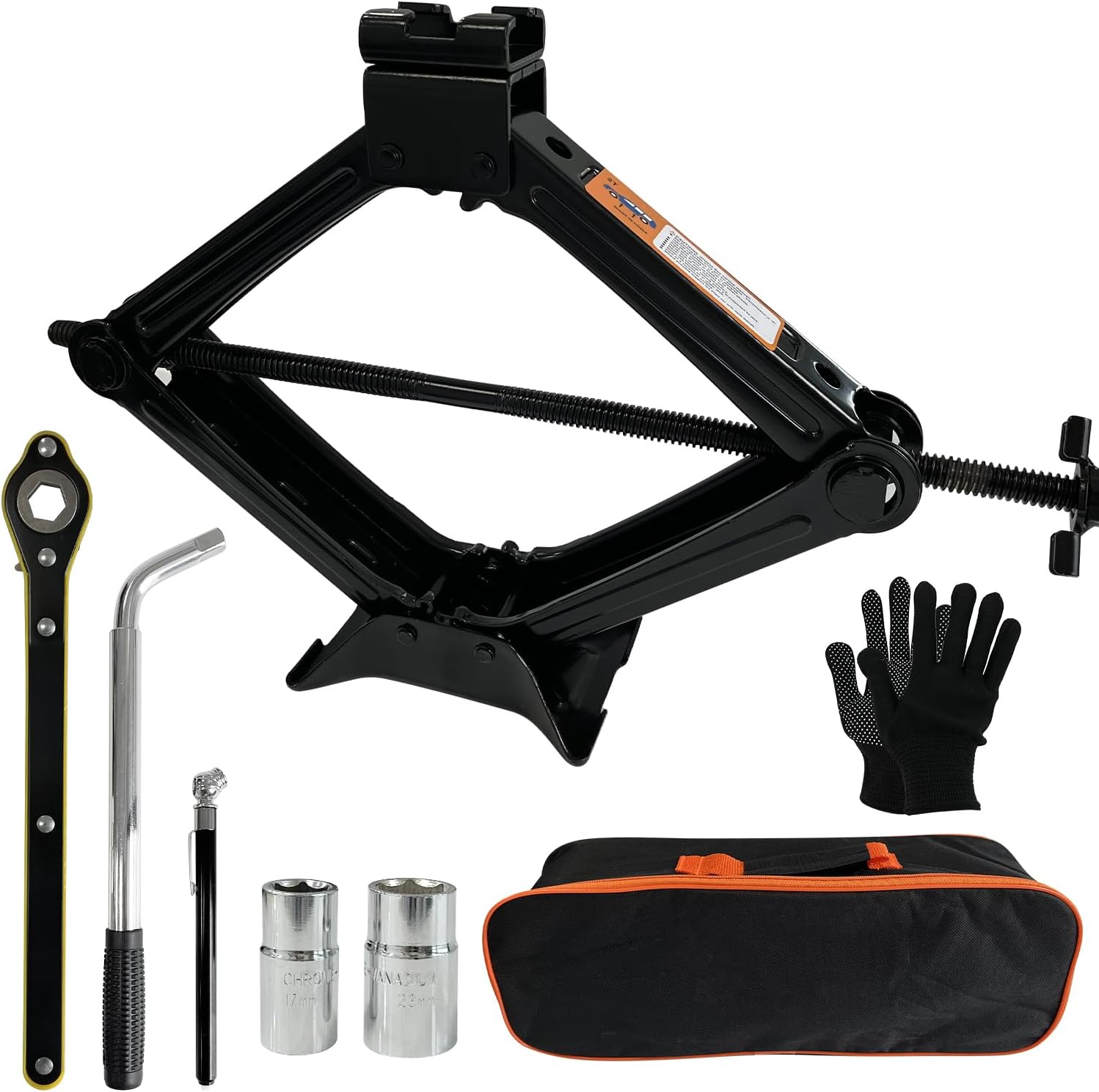 Car Jack Kit, Scissor Jack for 2 Ton (4409 lbs), Tire Changing Repair Kit with Lug Wrench, Suitable for Car SUV (2T)