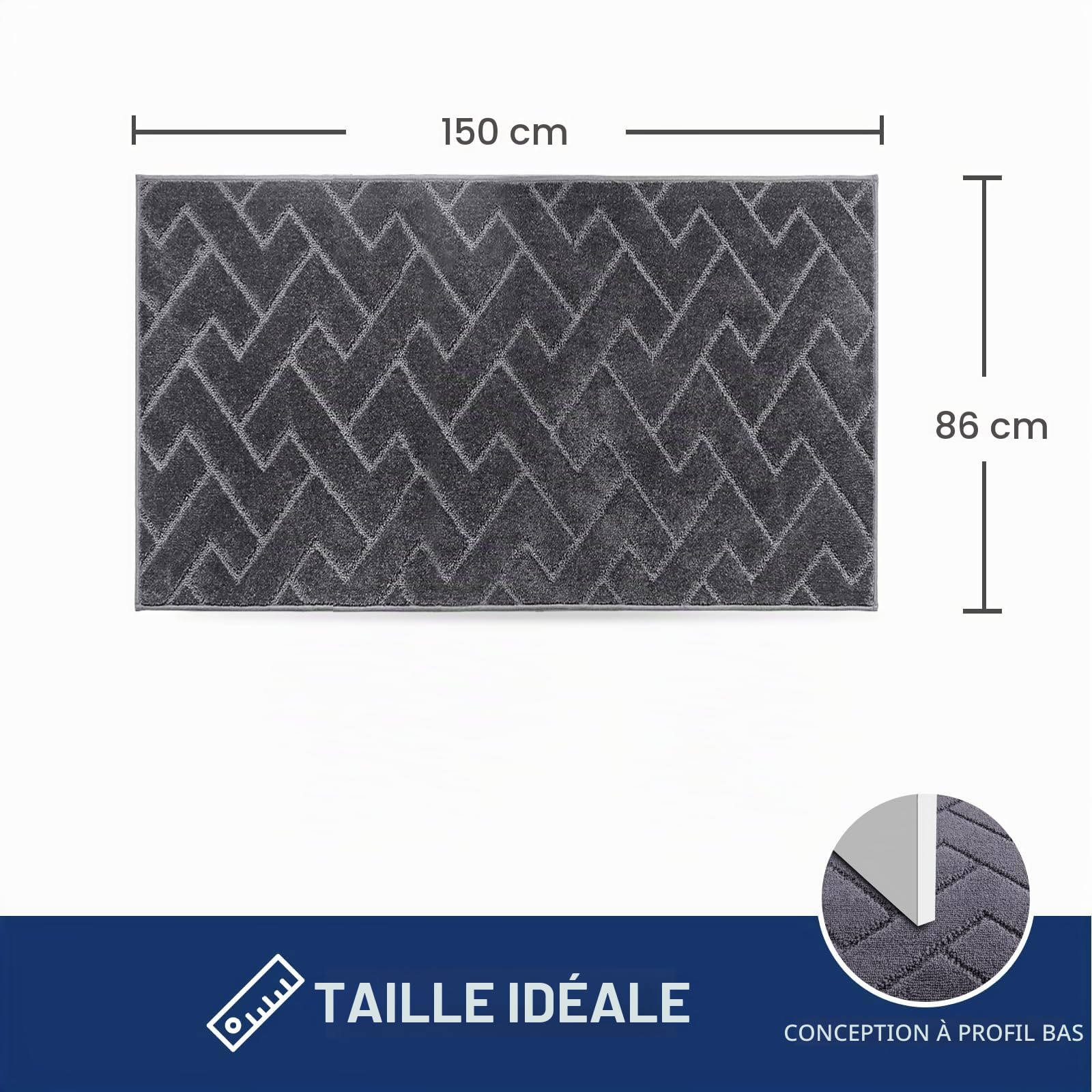 FCSDETAIL Paillasson Interieur 86 x 150 cm, Tapis d'Entrée Antidérapant et Lavable en Machine, Tapis de Sol Douces Absorbantes pour Chien, Entrée, Porte et Couloir