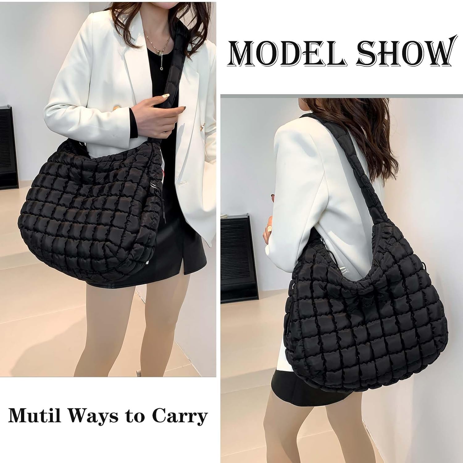 Quilted Tote Bag Quilted Puffer Crossbody Bags for Women Lightweight Quilted Padding Hobo Bag Quilted Shoulder Bag