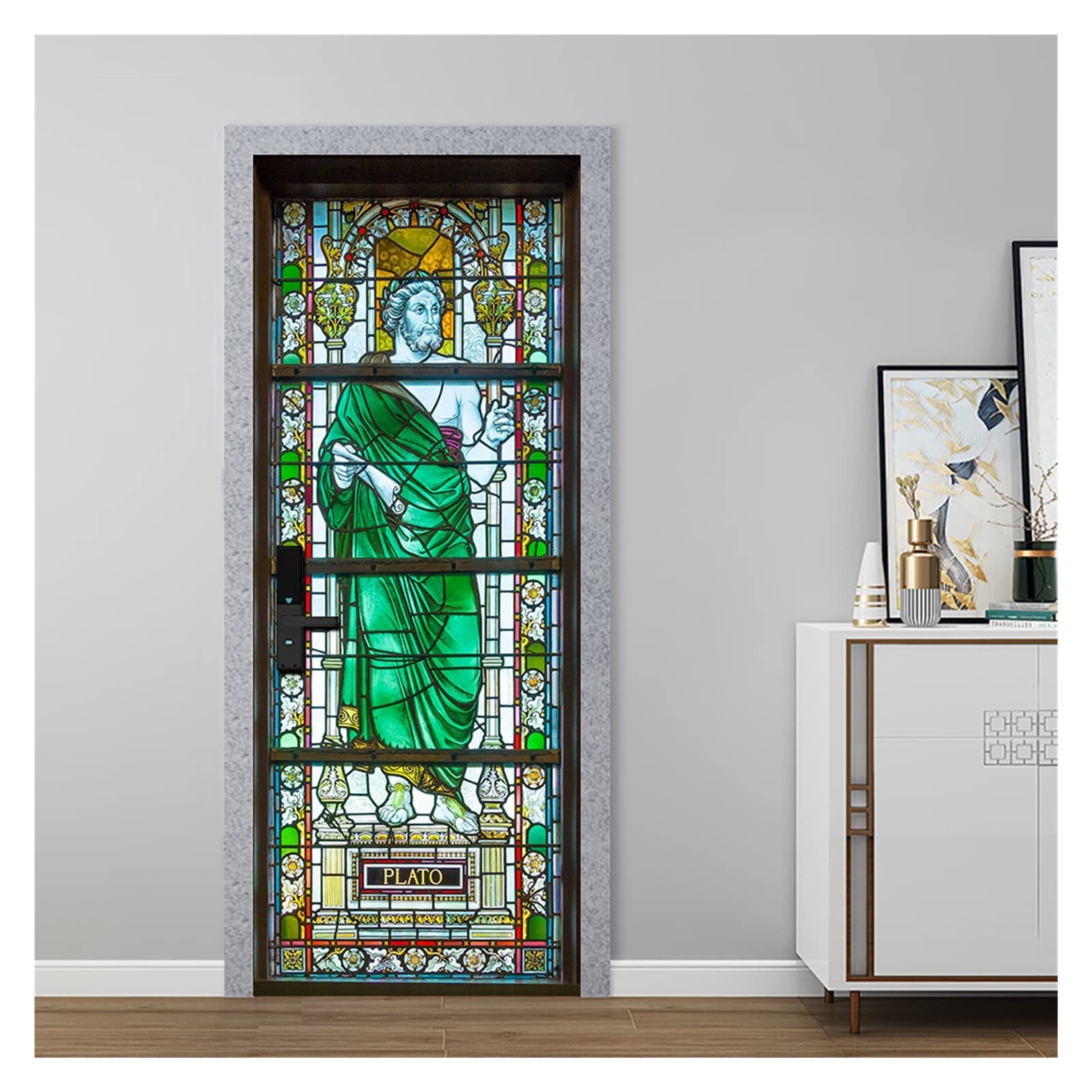 Pegatina Puerta Pegatinas De Puerta Creativas, Puerta Corredera De Dormitorio, Puerta De Sala De Estar, Reacondicionamiento, Pegatinas Decorativas Extraíbles Autoadhesivas (Color : I, Talla : 77x200