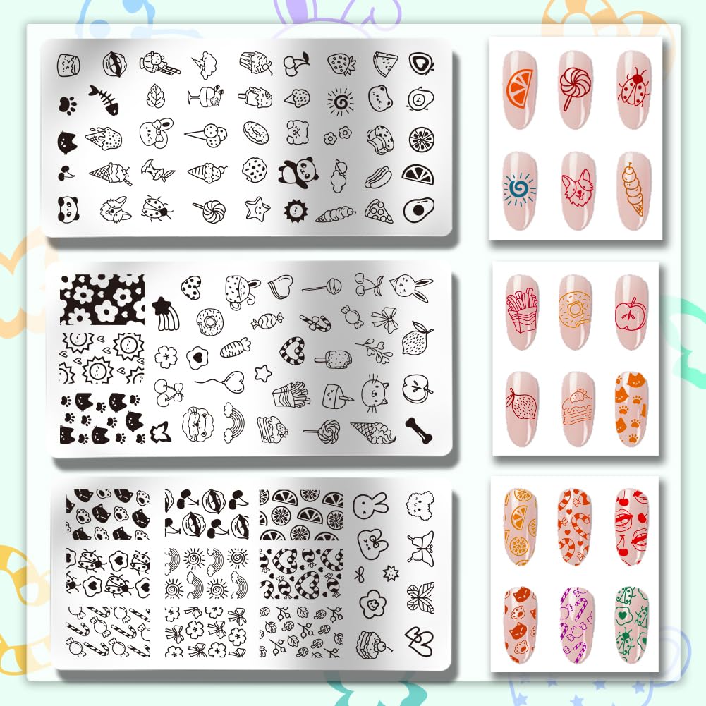 PH PandaHall 3pcs Cute Nail Stamping Plates - Image 3