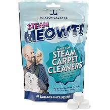 Jackson Galaxy Steam Meowt! Pet Carpet Cleaner Solution Stain & Odor Remover Tablets for Steam Cleaners 20 Pack - Non-Toxic, CO2-Based Cat Pee Carpet Cleaner for Stains and Odors - No-Leak Formula