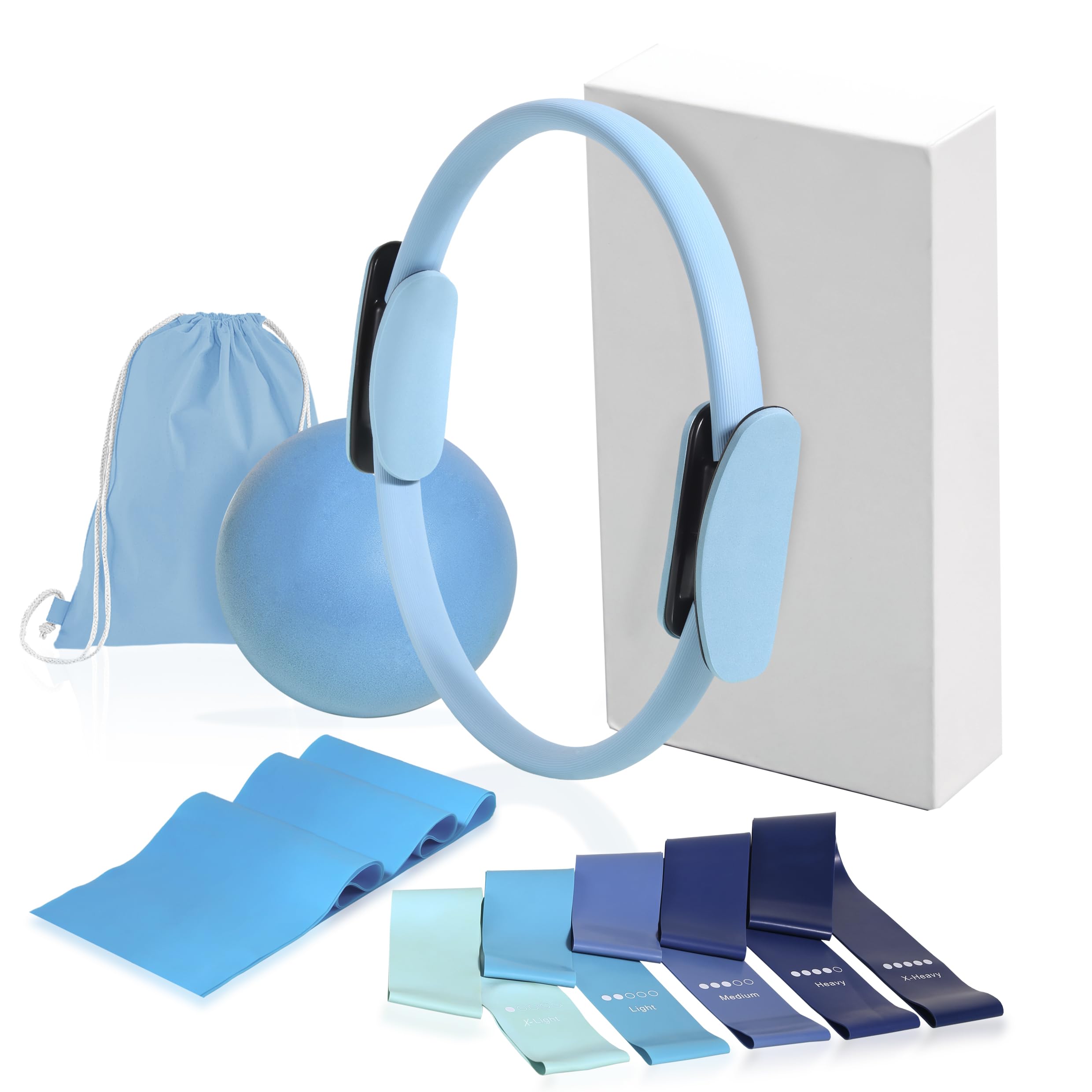 Kit Aro Pilates, kit pilates en casa, Aro pilates, Kit pilates, 5 Bandas Elasticas Fitness, Goma Elastica Pilates Accesorios, Kit Pilates en Casa para Ejercicio de Pilates Yoga, Accesorios pilates,
