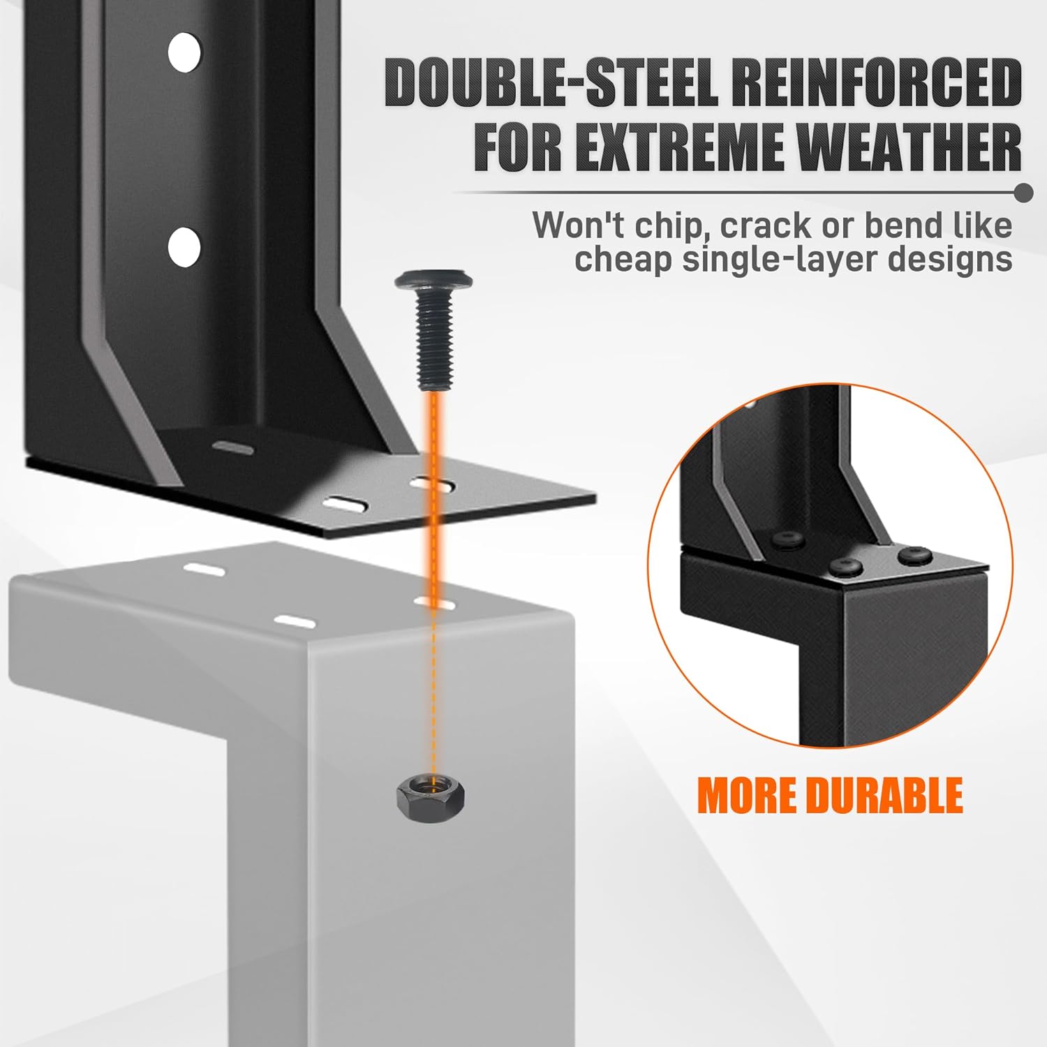 4 Pack Fence Post Repair Kit - 31.6" H Heavy Duty Fence Post Repair Stakes, Durable Fences Support Anchor for Fixing Broken/Leaning 4X4/6X6 Wood Posts