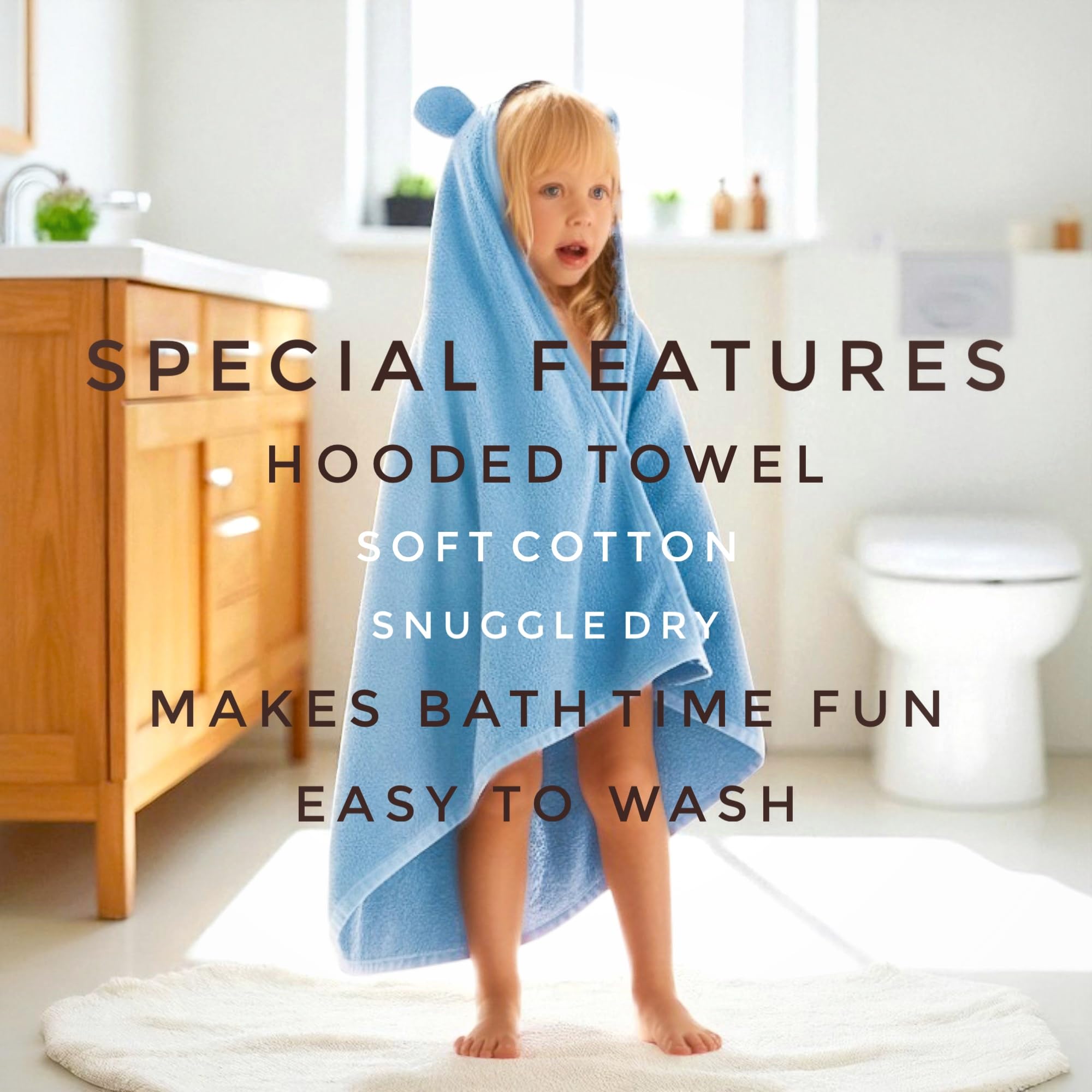Poncho de algodón orgánico para niños pequeños, ultrasuave, para niños y niñas de 0 a 5 años, toalla de baño con orejas de oso, absorbente y de alta calidad (coral)