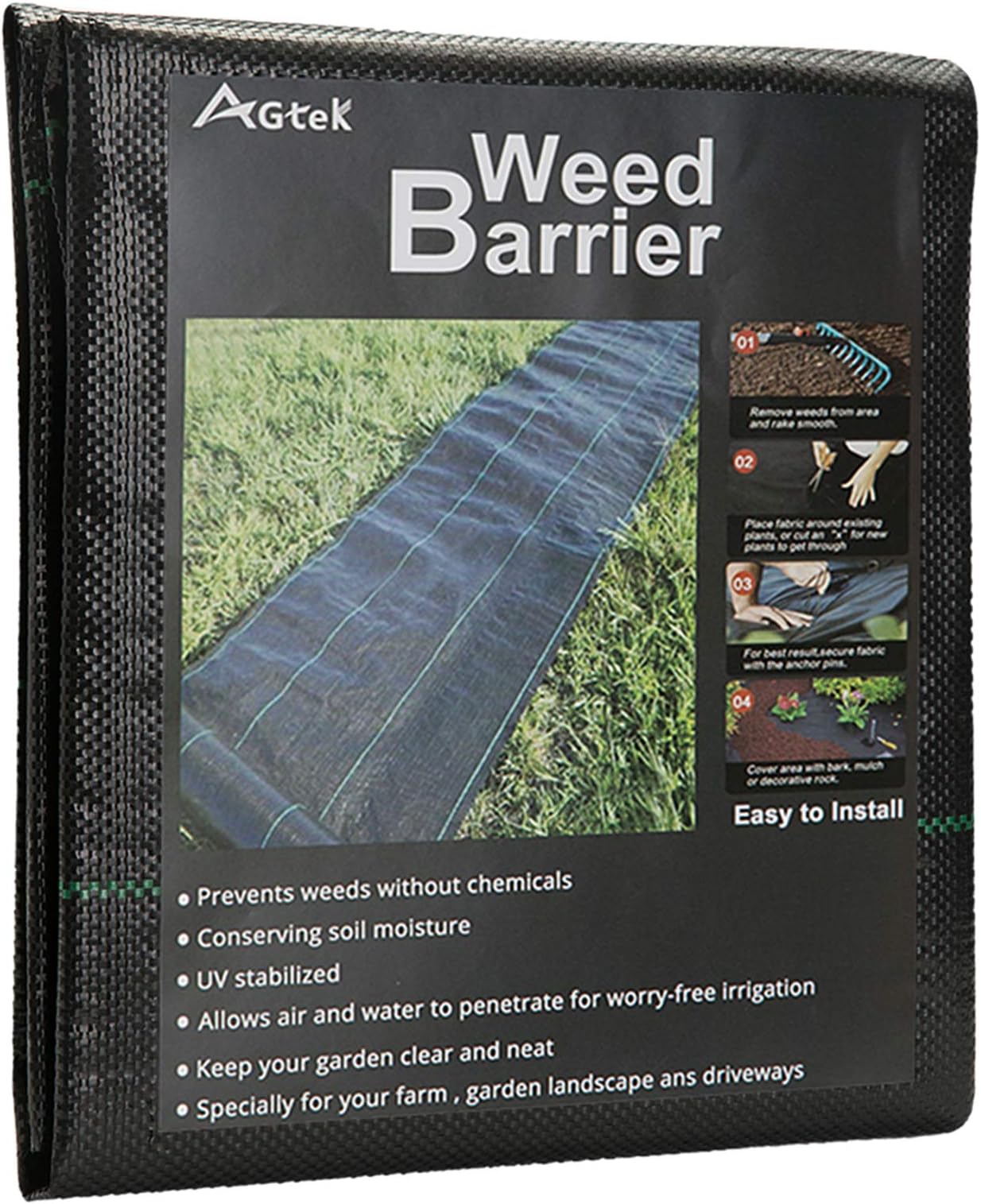 AGTEKLandscape Fabric 4x8 FT Heavy Duty Ground Cover Pack of 2