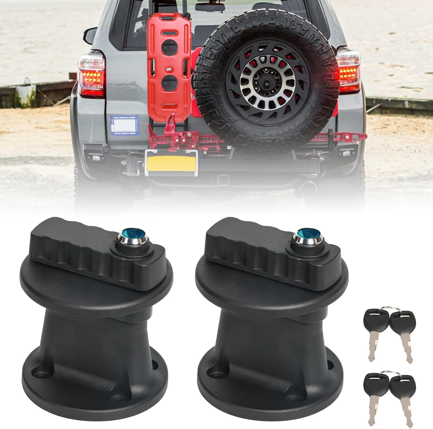 Gas Can Mount Lock + Keys Fit for 20L Gas Can on UTV ATV Off-Road Cars Motorcycle, 2PCS