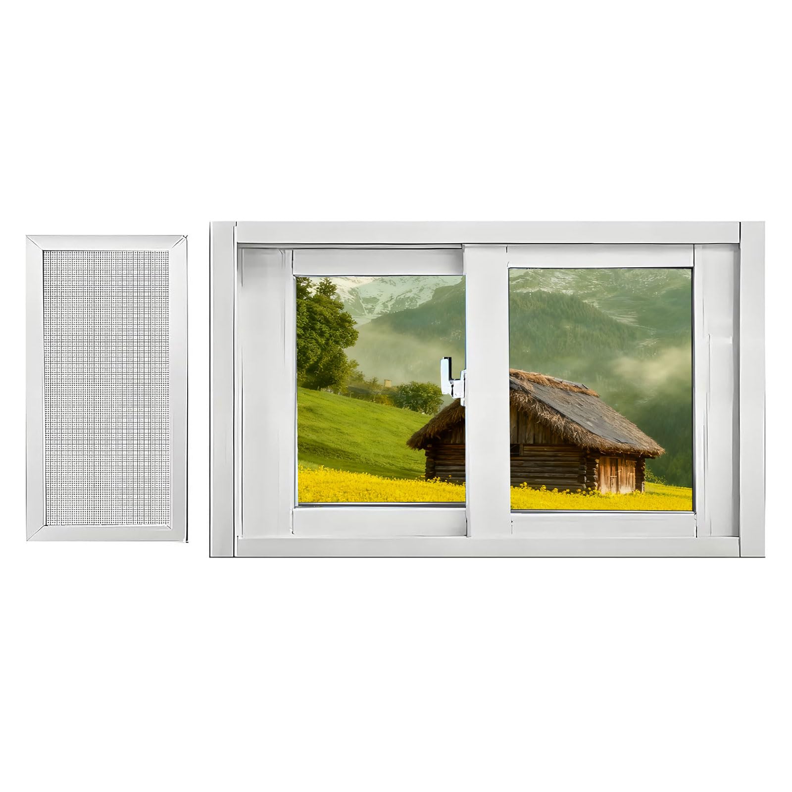 Ventana de gas deslizante horizontal de 47 x 25 pulgadas, color blanco templado, se adapta a aberturas de 20 a 30 pulgadas, eficiencia energética, perfecta para renovaciones y actualizaciones del