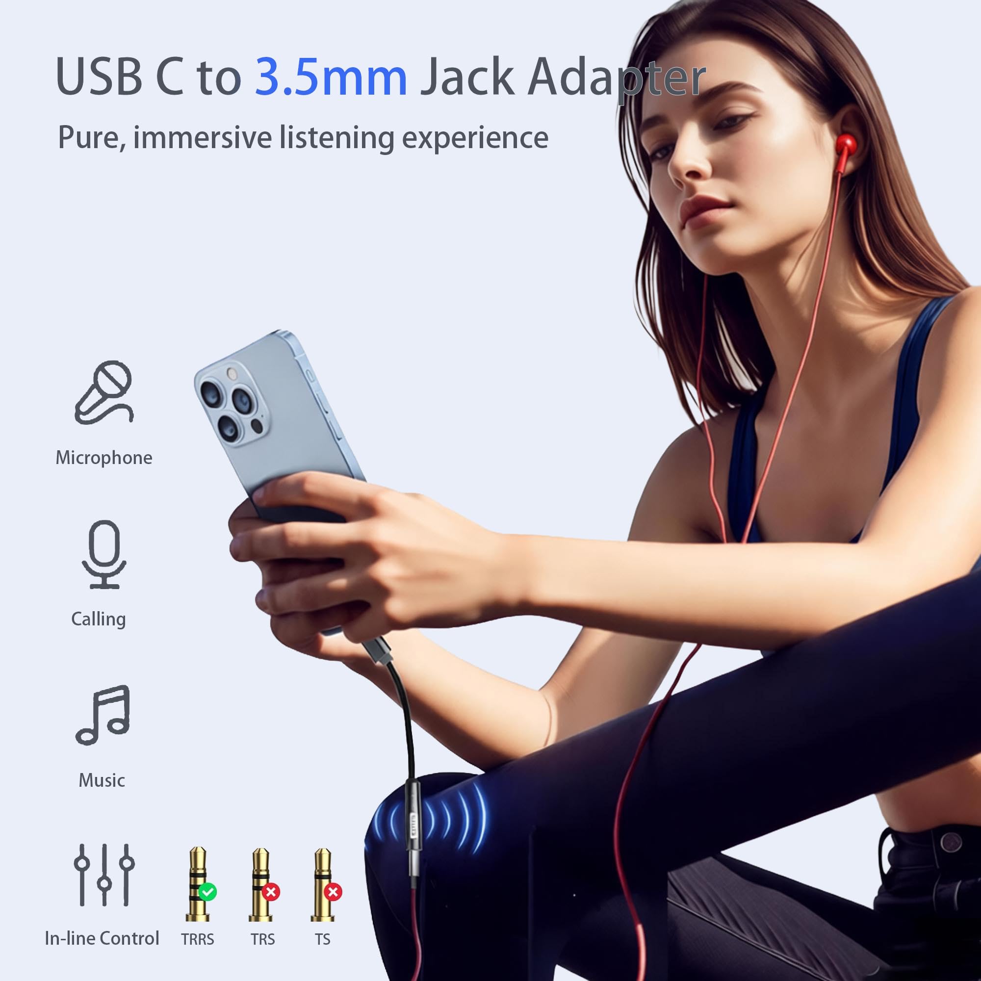 YISH Adattatore USB C Jack 3.5mm：Audio Aux USB Tipo C a Jack Adattatore con Chip DAC per 3.5mm Cuffie Compatibile con iPhone 17 16 15 Pro Max Air Samsung Galaxy S26 S25 S24 S23 Ultra iPad MacBook Pro