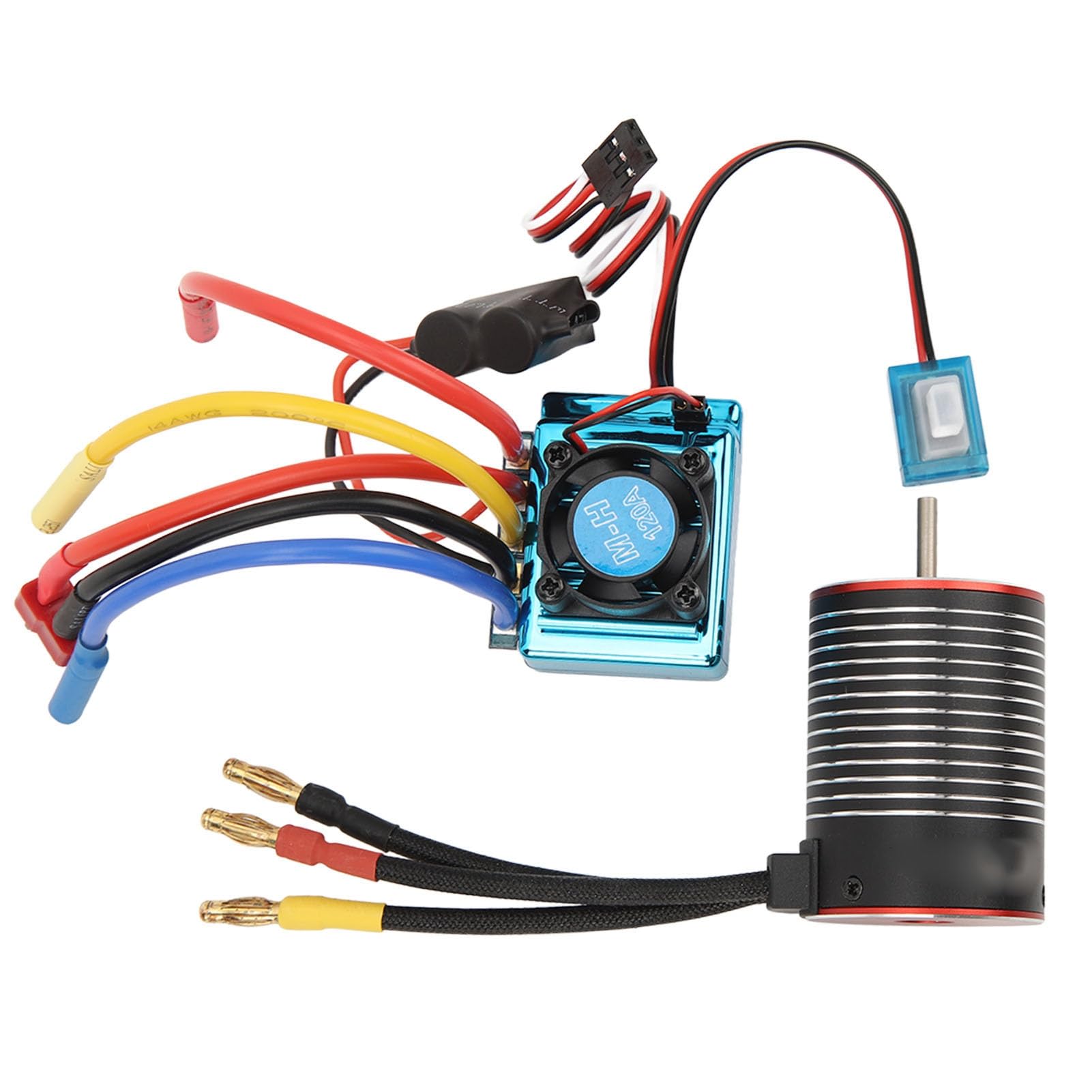 Fabater Profesjonalny Zestaw Bezszczotkowego Silnika RC ESC, Wodoodporny Silnik 3650 o Wysokim Skręcaniu 120A ESC Combo do Samochodu RC, 4-biegunowy 12-gniazdowy Silnik Bezczujnikowy z Aluminiowym