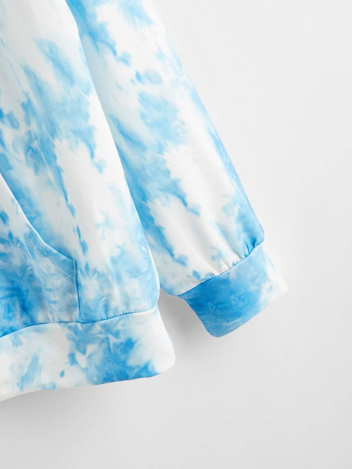 SweatyRocks Women's Long Sleeve Hoodie Sweatshirt Colorblock Tie Dye Print Tops Blue White Small
