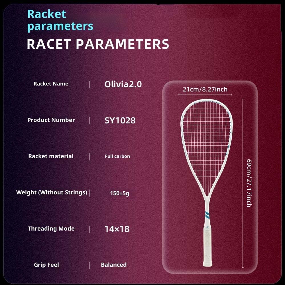 Racchetta da squash Full Carbon con borse per racchette, palestra indoor, sport, per principianti professionisti, allenamento per principianti, gioco di racquetball