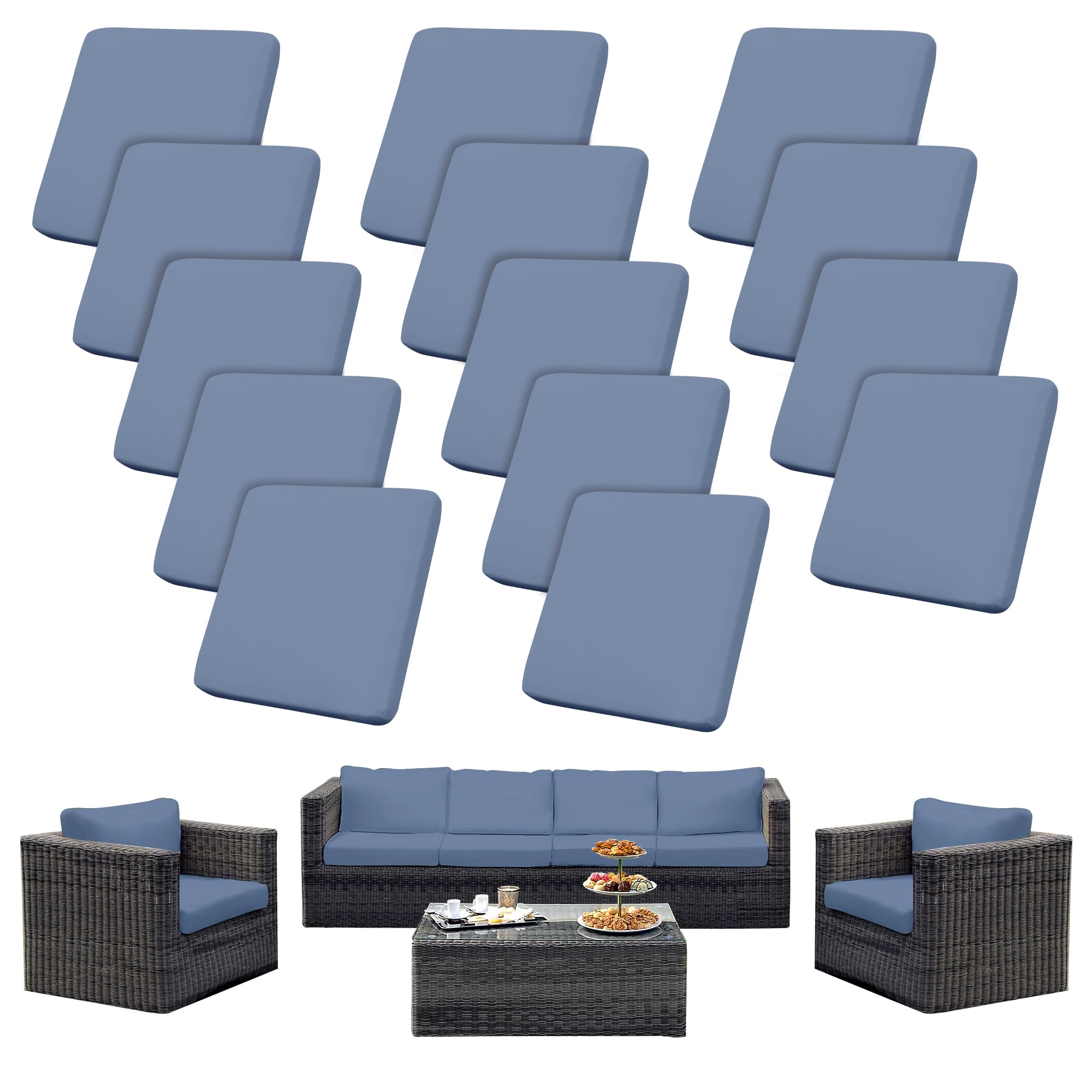 Photo 1 of SUKAIKEQA Outdoor Cushion Covers Set,14PCS Patio Furniture Couch Seat Slipcovers, Replacement for Sofa Sectional Chair(Cover?Only)