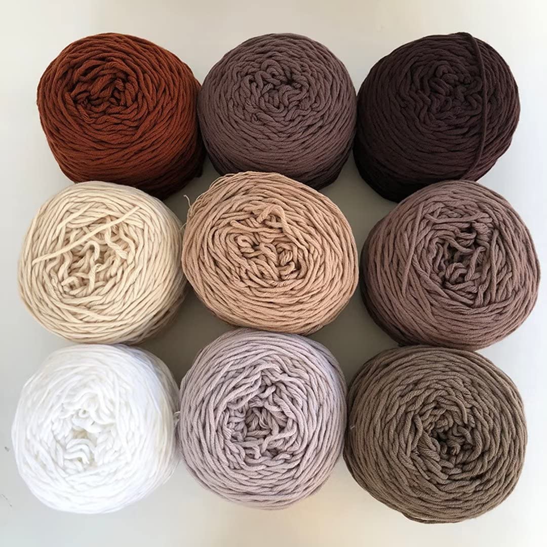 Grube puszyste włóczki, 200 g kulki włóczki dziewiarskiej, 8 nitek, grubość 4 mm, 220-260 m na kulkę(9 Rollsbrown)
