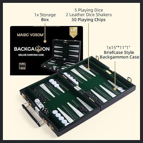 Vista 20 de Juego de mesa clásico de Backgammon azul de 18 pulgadas con funda de cuero de primera calidad, juego de backgammon de estrategia de viaje portátil