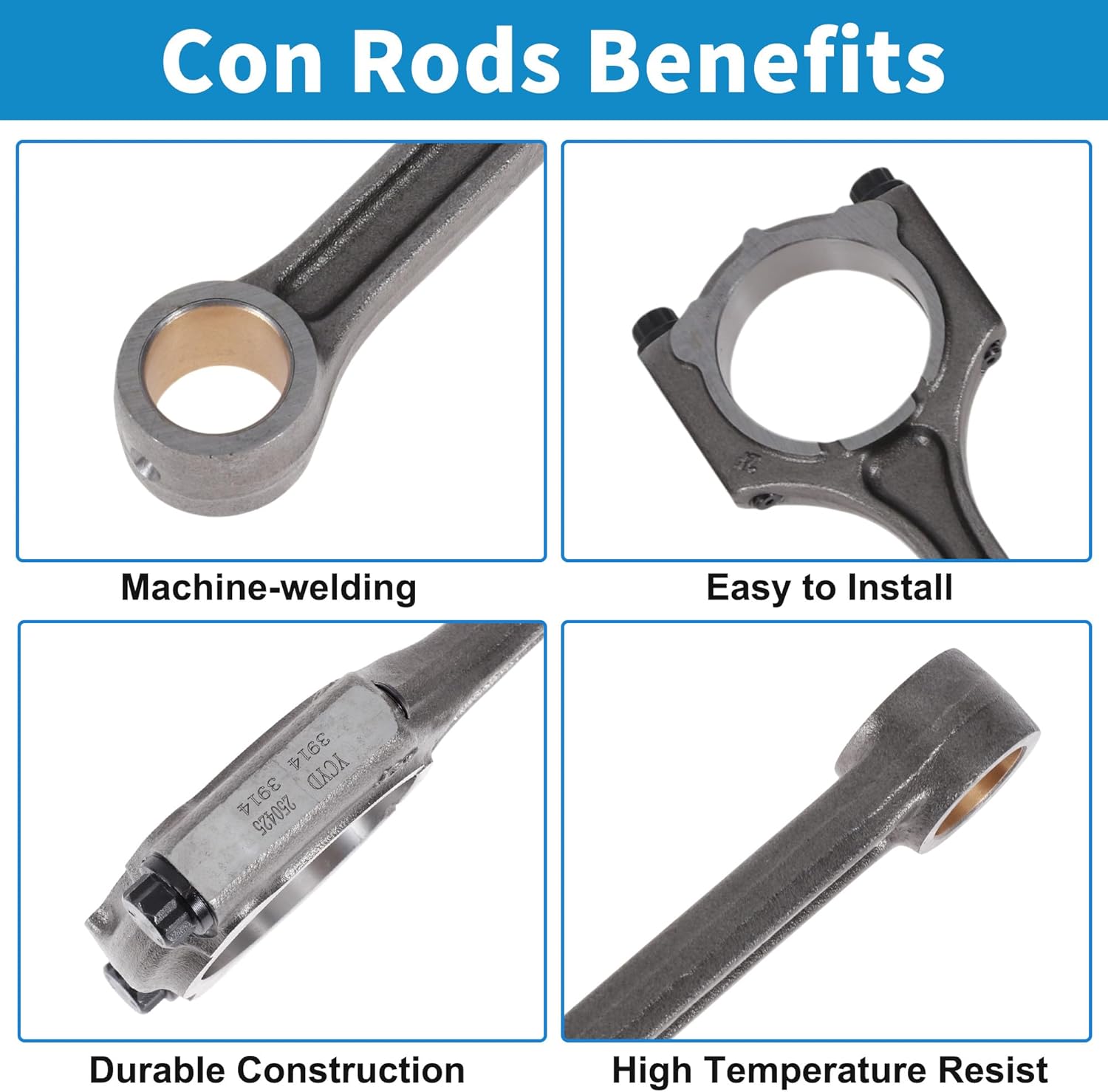 Motoforti 4 Pcs Engine Connecting Rod for Hyundai Elantra 2011-2015 for Hyundai Elantra GT 2013-2017 Con Rods No.235102E001/235102E410