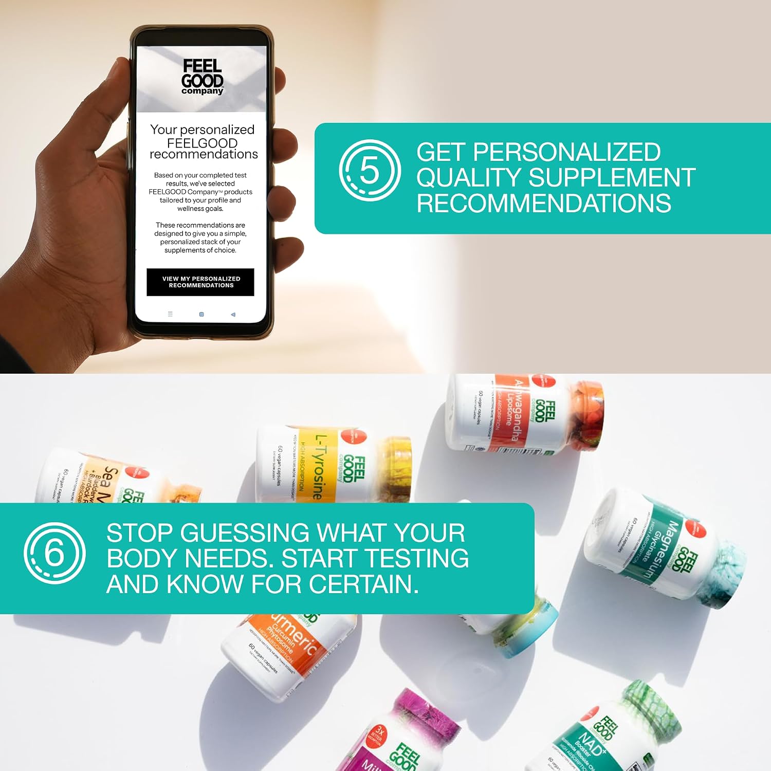 Feelgood HolistiCheck™ Metabolic Wellness Test, At-Home Sample Collection Kit, Evaluates Metabolic Health