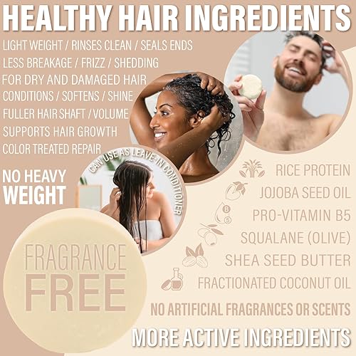 Miniatura 4 de Champú y acondicionador en barra  sin sulfato, juego sin perfume con 1 barra de champú (2.16 oz) y 1 barra de acondicionador profunda (1.76 oz),