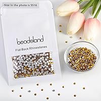 Vista 23 de Beadsland 1440 diamantes de imitación de cristal con parte trasera plana, gemas redondas, sombra dorada, SS20, 0.181-0.189 in