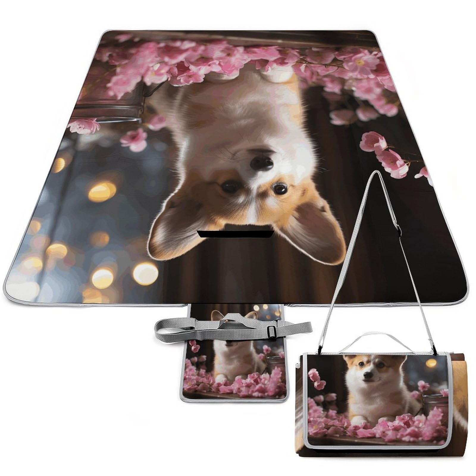 Corgi Couverture de pique-nique imperméable pliable légère et portable pour parc, voyage, camping, pique-nique, accessoires pour adultes (152,4 x 152,4 cm)