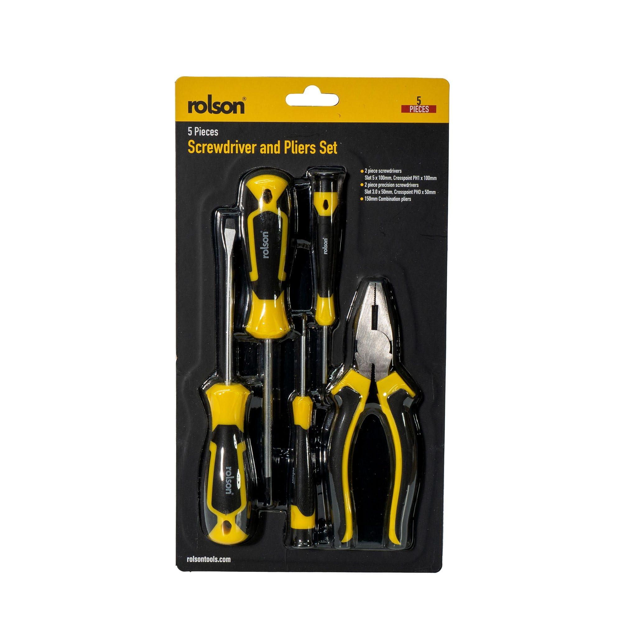 Rolson Tools Light Screwdriver & Plier Set, 5 Piece