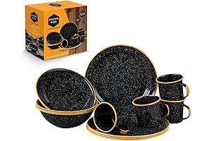 Granite Ware 12-Piece Outdoor Dining Set: Durable Enameled Dinnerware for Camping, Picnics, and BBQs