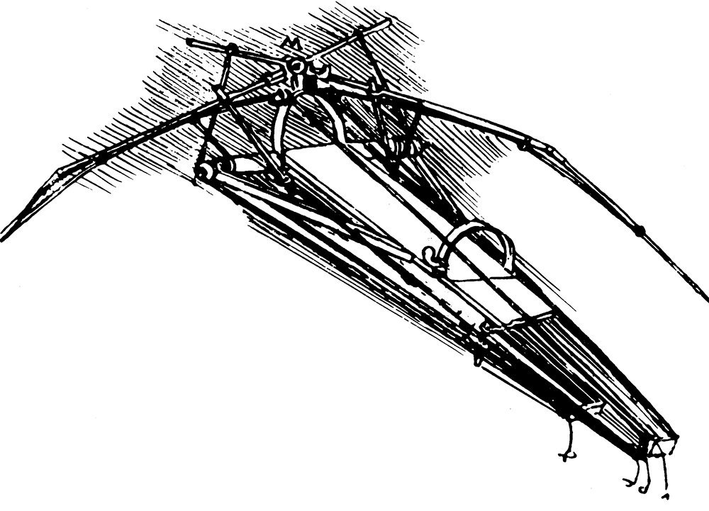 Póster Ornithopter de Leonardo Da Vinci mediano con impresión mate antireflejos