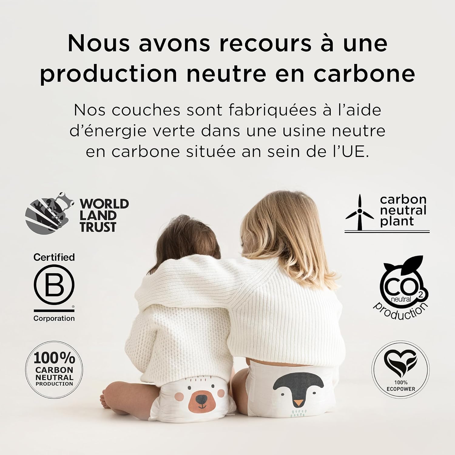 Kit & Kin Couches Taille 3 (6-10 kg) 128 Couches, Hypoallergéniques, à Base de Plantes, Protection Anti-Fuites Supérieure Jusqu'à 12h, Vegan & Sans Cruauté