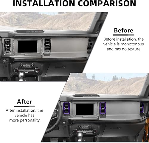 Vista 27 de Bronco - Cubierta de anillo de ventilación de salida de aire acondicionado, 4 piezas de cubierta de anillo de ventilación de CA para consola central