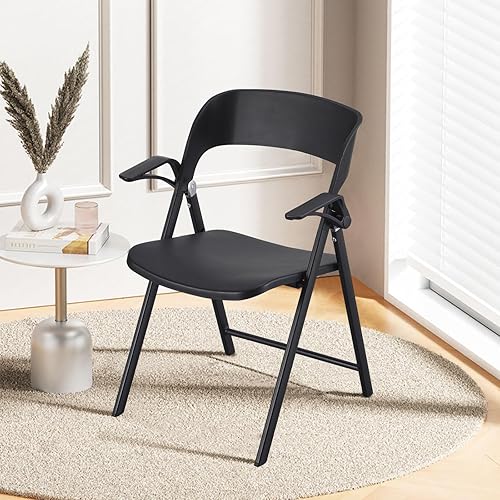 Miniatura 3 de BOOSDEN Silla plegable de 2 unidades, silla plegable de plástico con reposabrazos, sillas para eventos de fiesta, sillas plegables para interior,