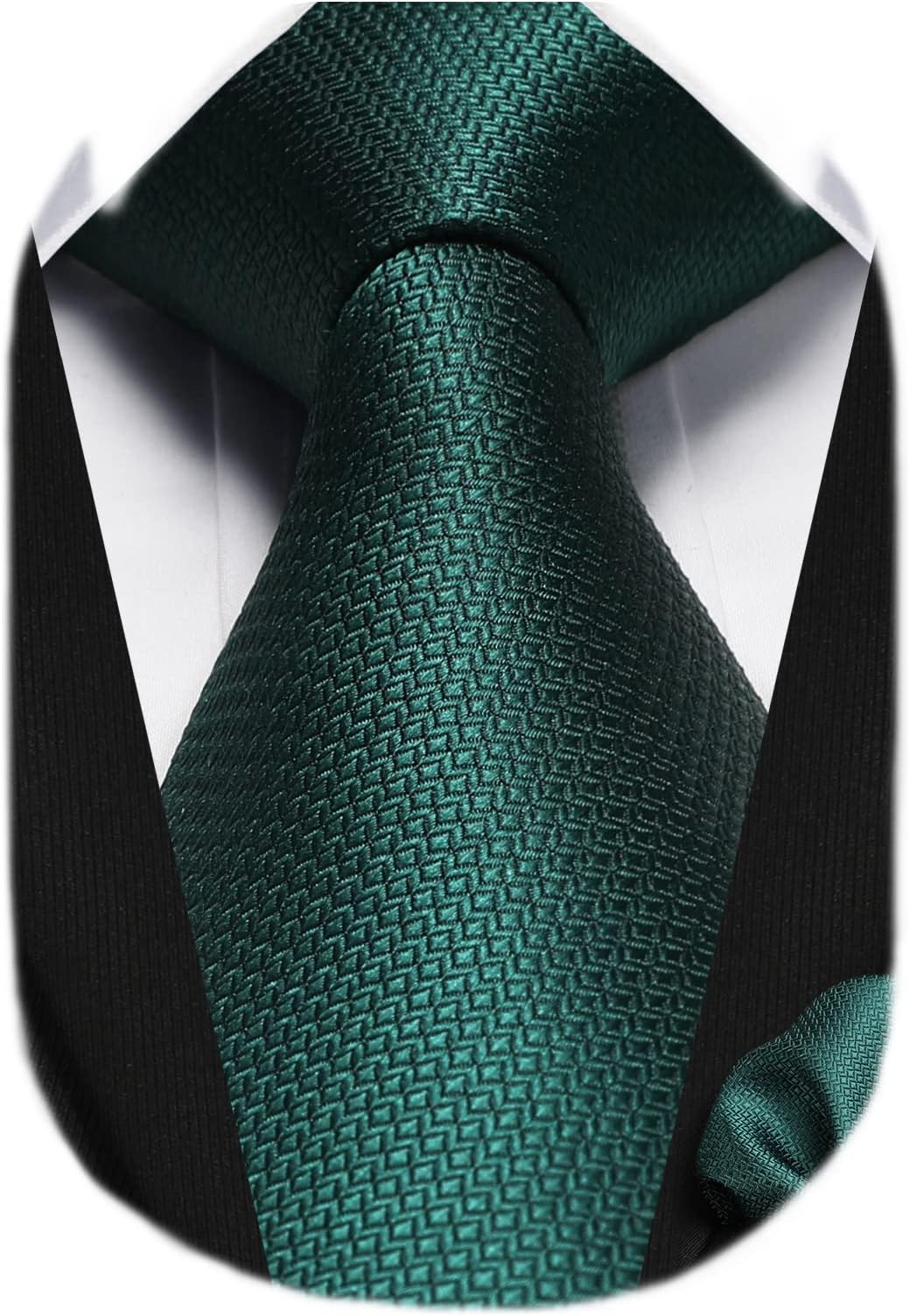 Men's Tie and Pocket Square Set Solid Check Necktie with Handkerchief Formal Classic Elegant Ties for Men Wedding Business Ceremony Banquet