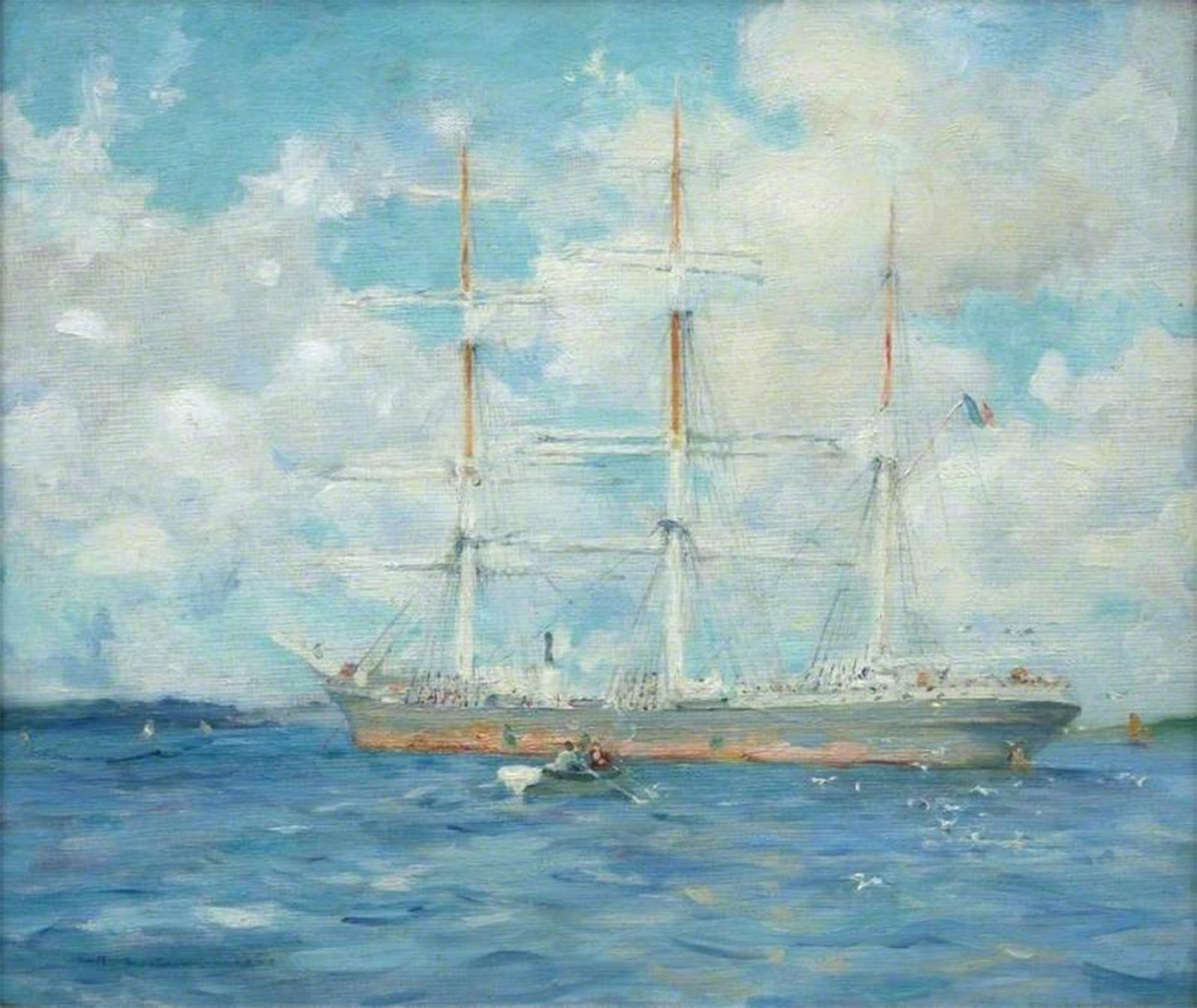 POSTERIIk Famous Print Pop Art Wall Art Graffiti French Barque in Falmouth Bay by Henrytuke Art Prints for Home Decor 60x90cm