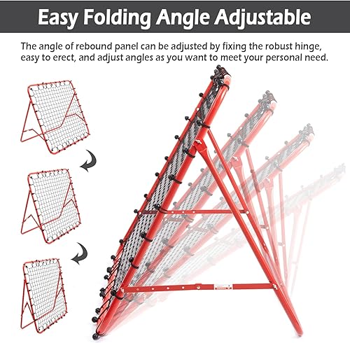 Miniatura 5 de Red de rebote de fútbol ajustable  Entrenador de fútbol con marco de acero  Rebote plegable portátil para práctica de pases y tiros  Equipo de