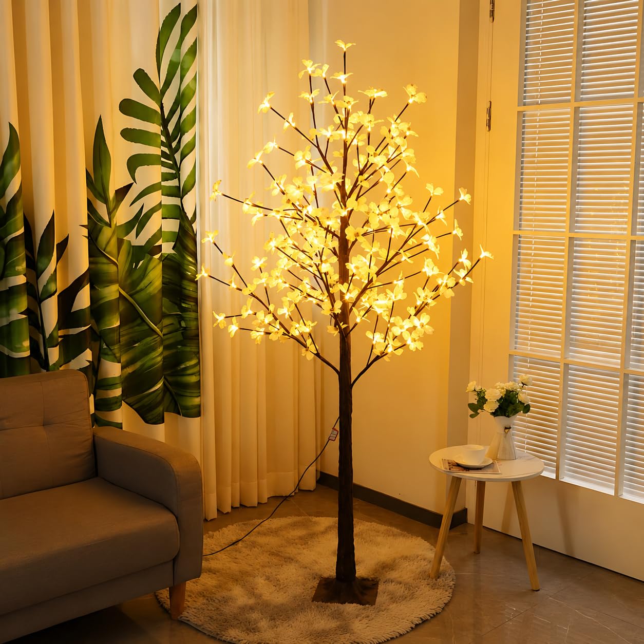 Generic 5 Feet Big Cherry Blossom Tree LED Lights & Floor Lamp | Decorative Flower Tree Light for Home, Garden, Party, Festival & Wedding Décor (Warm White, Indoor/Outdoor Use)-image-40
