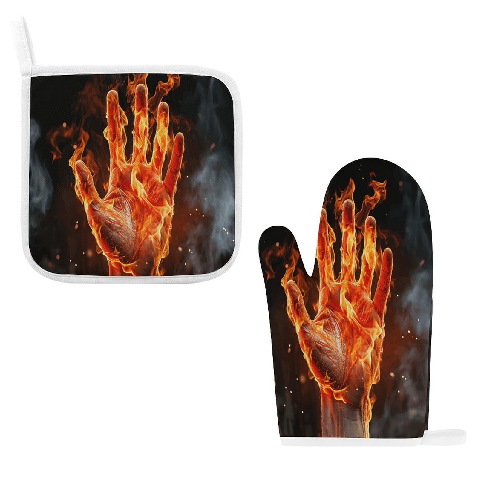 Fodpand Style Fire Flame Hand Oven Mitts And Pot Holders Sets