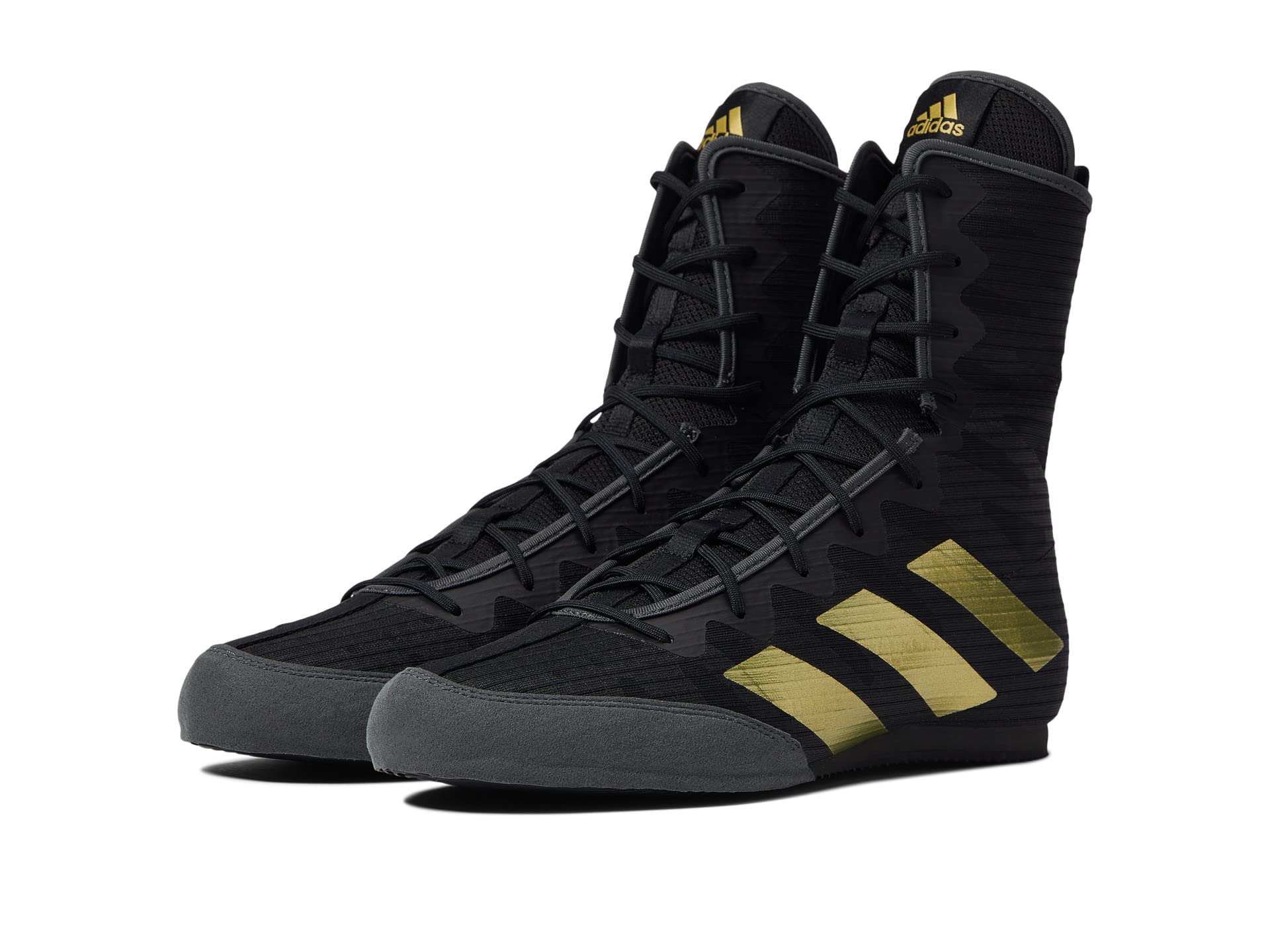 adidas Unisex Hog 4 Boxing Shoe, Black/Gold Metallic/Grey, 12 US Men