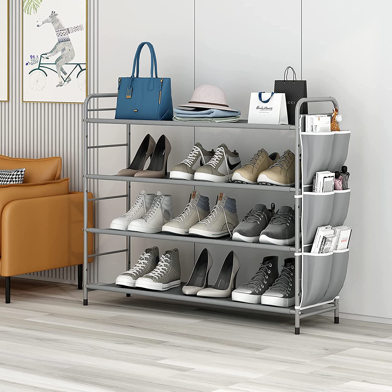 Buy SUOERNUO Shoe Rack Storage Organizer 4 Tier Free Standing Metal