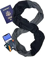 elzama Women's Infinity Travel Scarf with 2 Hidden Zipper Pockets - Dual Color Loop Neck Wrap for Secure Storage