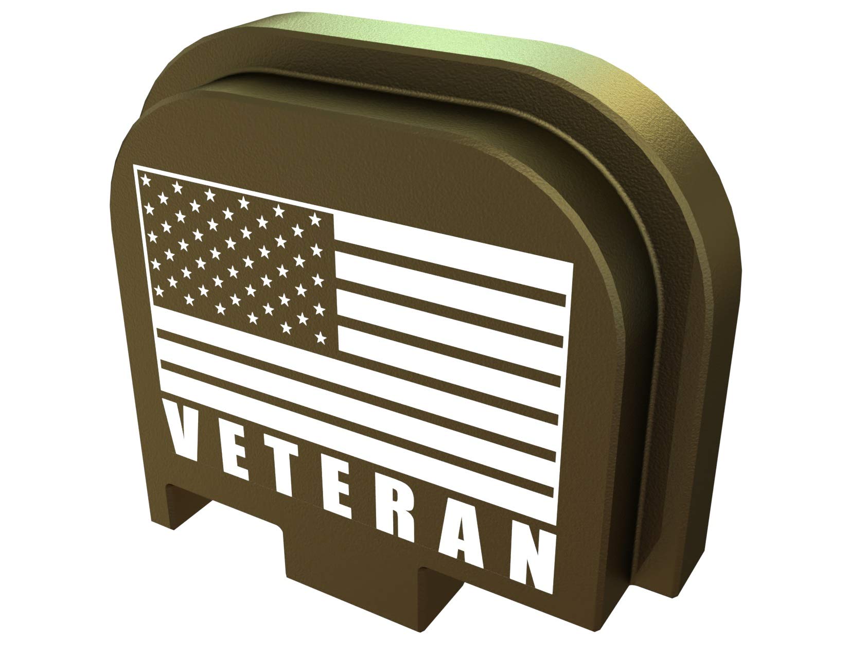 Rowe Tactical Rear Slide Cover Plate for Glock - Olive Drab US Flag Veteran - for Glock 43-43x-48