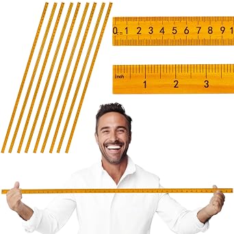 9Pcs 48 inch Yard Stick Wooden Ruler Yard Sticks Yellow Metric Ruler Straight Edge with Smooth Edges Rulers Bulk Double Sided Meter Sticks for Classroom Sewing Home Office Tailor Craft