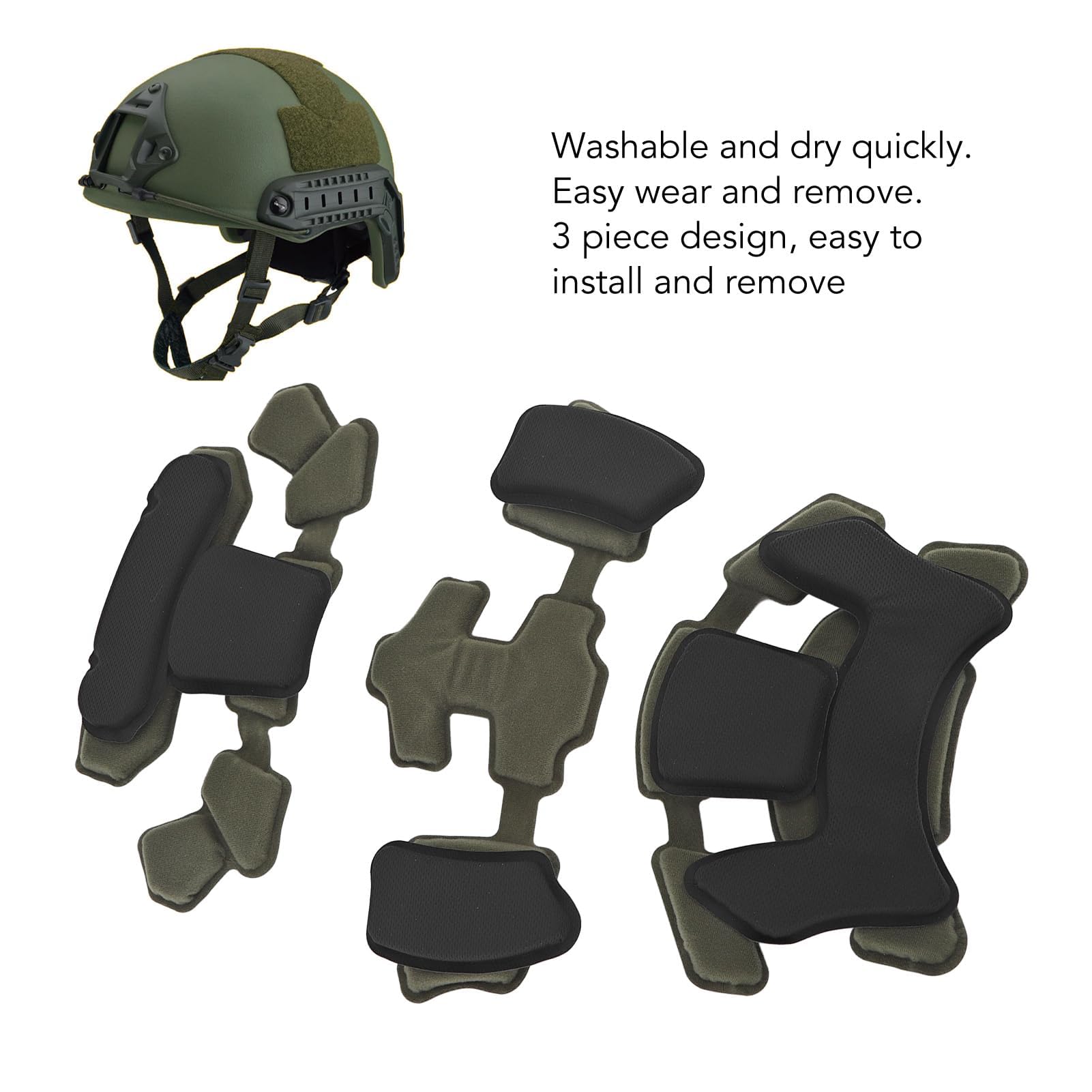 SystèME de Suspension de Cadran de Casque, Mentonnière, Jeu de Coussinets de Casque, Forte compatibilité pour Wendy for ME (Éponge Vert Armée)