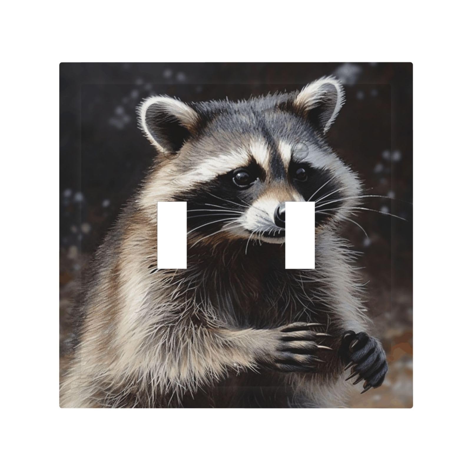 Decorator Double Toggle Light Switch Covers Raccoon Wall Plate 2-Gang Mid Size 5" x 4.9" Double Toggle Switch Wallplate Decorative 2 Gang Wall Switch Plate Covers
