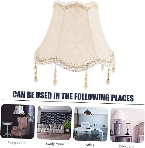 Miniatura 8 de Homoyoyo Pantalla de pared blanca Candelabro Decoración de velas, adorno de flecos, pantalla de tela, pantalla de lámpara crema, sombras, cubiertas