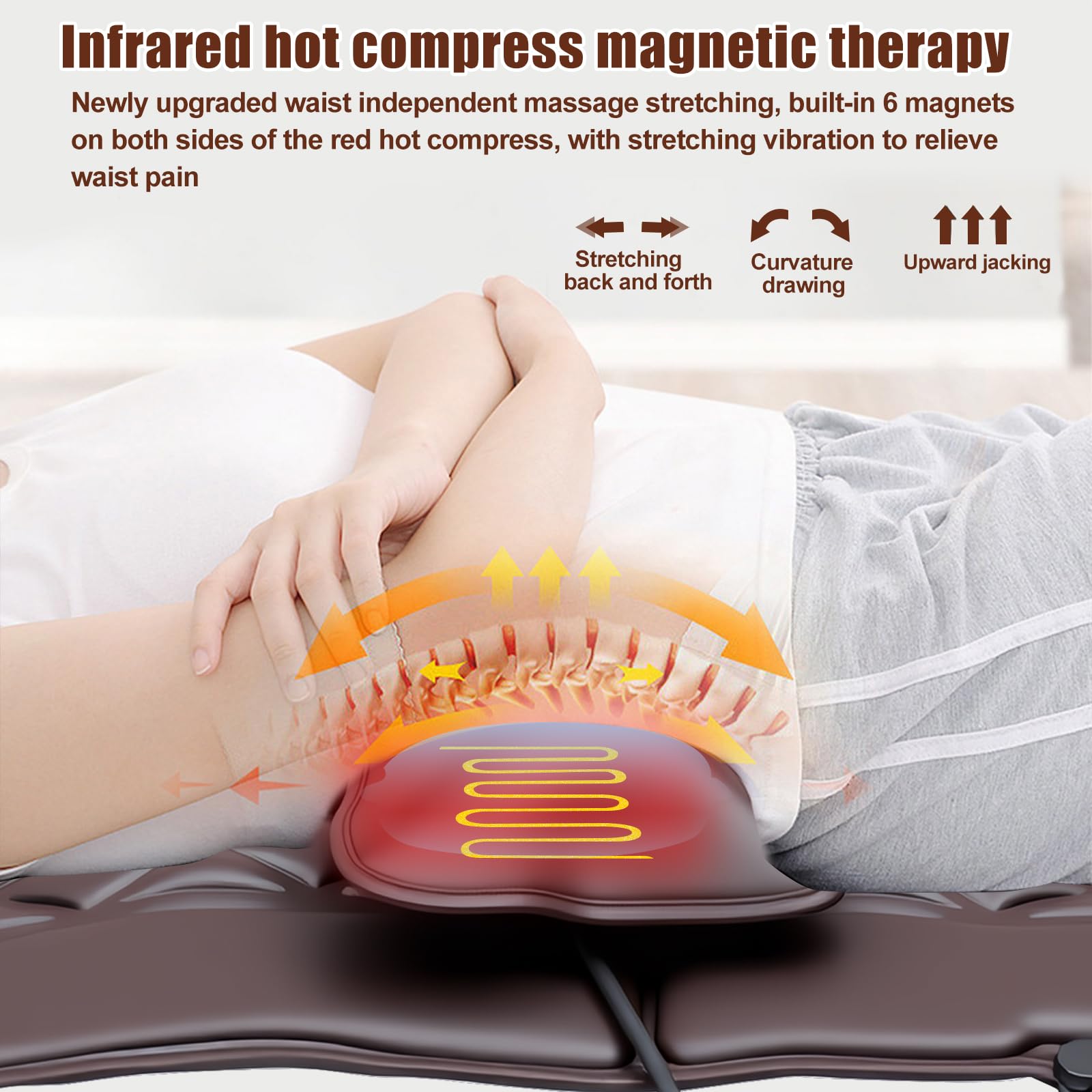 Alfombra de masaje multifuncional para todo el cuerpo, masaje cerevical lumbar, espalda y piernas, amasado y calor, 10 motores, 3 niveles de intensidad, 5 modos, plegable, para casa, sofá cama, suelo